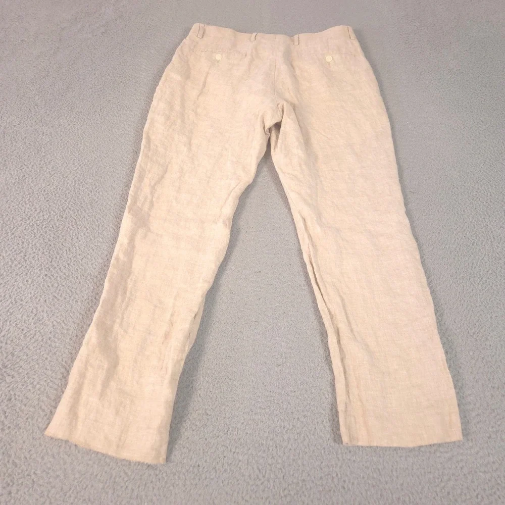 Tommy Hilfiger Pants Mens 34x30 Straight Leg 100% Linen Casual Beach Trousers